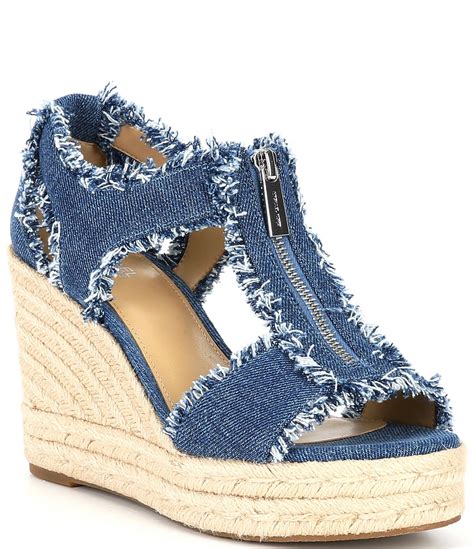 michael kors charm platform wedge sandals|Michael Kors denim wedges.